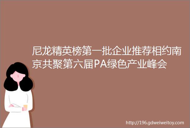 尼龙精英榜第一批企业推荐相约南京共聚第六届PA绿色产业峰会